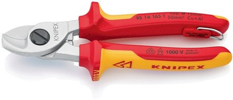 Knipex kabelschaar | lengte 165 mm | hoofd verchroomd vde met bevestigingsoog | meercomponenten mantels vorm 1 | 1 stuk - 95 16 165 t - 95 16 165 t