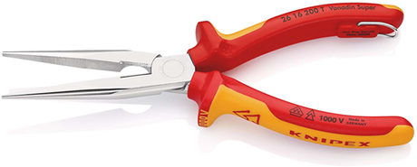 Knipex platspitse tang met zijsnijder (telefoontang) | 200 mm lengte | geïsoleerd | meercomponenten-omhulling - 26 16 200 t bk