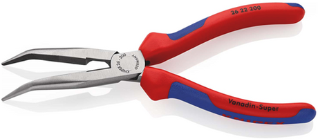 Knipex fladtang med sideskærer (telefontang) | 200mm længde | multi-komponent håndtag | sort atramenteret - 26 22 200 sb