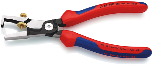 Knipex strix® afisoleringstang med kabelskærer | multi-komponent håndtag | sort atramenteret - 13 62 180