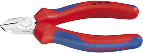 Knipex sideskæretang til elektromekanik forkromet med flerkomponenthåndtag 125 mm - 7605125