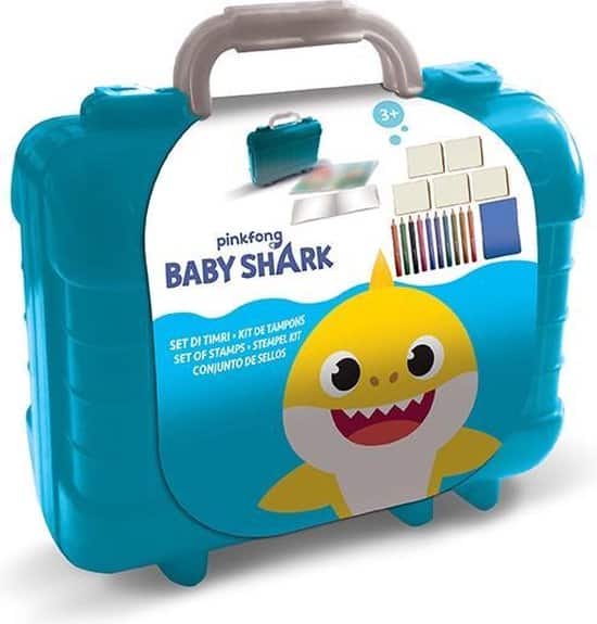 Jonotoys multiprint frimærkekasse babyhaj, med 5 træstempler