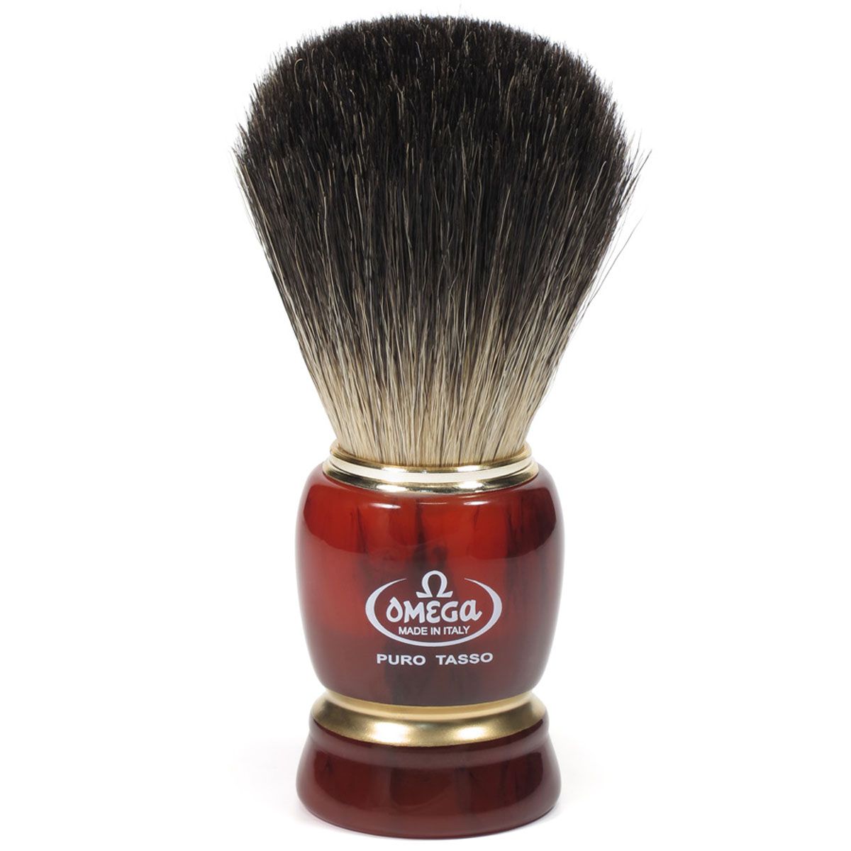 Omega barberbørste 100% sort grævling harpiks håndtag + standard 10cm