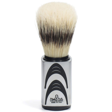 Omega barberbørste hi-brush grisebørster med grævling hår effekt gråt håndtag + standard 11,5 cm