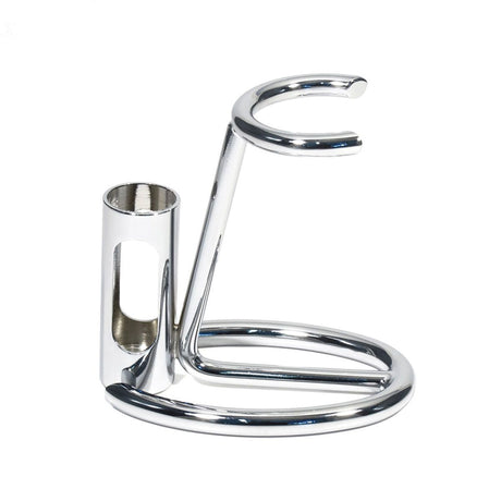 Omega barberbørstestativ krom med barberbladsholder