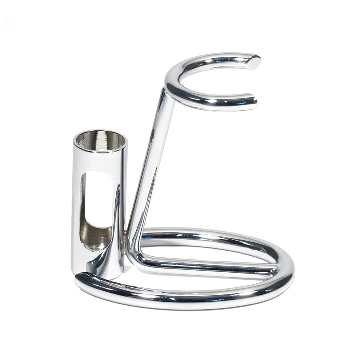 Omega barberbørstestativ krom med barberbladsholder