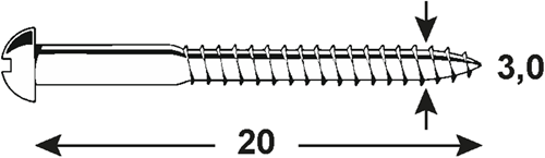 Connex træskrue gs-k 3.0x20 20 stk sort - ky3193020