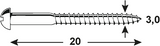 Connex træskrue gs-k 3.0x20 20 stk sort - ky3193020
