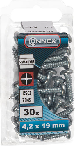 Connex metalplade skrue pank 4,2x19 30 stk vz - ky4064219