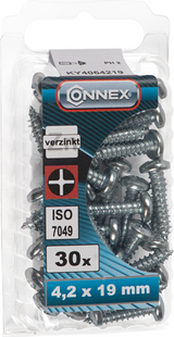 Connex metalplade skrue pank 4,2x19 30 stk vz - ky4064219