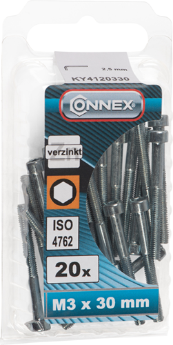 Connex sekskant bolt cy m3x30 20 stk vz - ky4120330