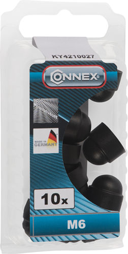 Connex dæksel hexagon m6 plastic 10 sort - ky4210027