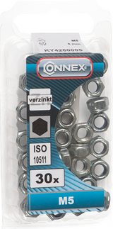 Connex borgmøtrik med nylonring M5 30 stk vz - ky4260005
