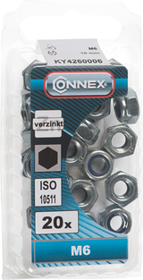 Connex låsemøtrik med nylonring m6 20stk vz - ky4260006