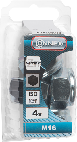 Connex låsemøtrik med nylonring m16 4stk vz - ky4260016