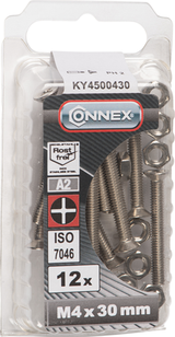 Connex metal skrue vz-k m4x30 12stk a2 - ky4500430
