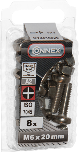 Connex metalskrue cy-k m6x20 8stk a2 - ky4510620