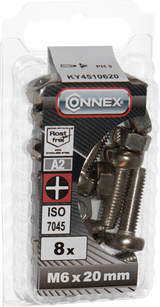 Connex metalskrue cy-k m6x20 8stk a2 - ky4510620