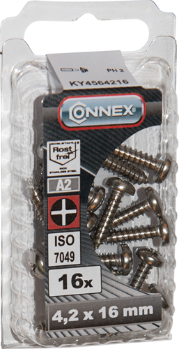 Connex metalpladeskrue pank 4,2x16 16stk a2 - ky4564216