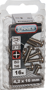 Connex metalpladeskrue pank 4,2x16 16stk a2 - ky4564216