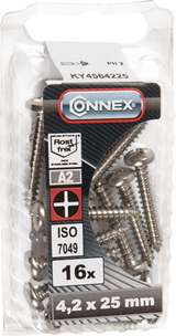 Connex metalpladeskrue pank 4,2x25 16stk a2 - ky4564225