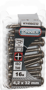 Connex metalpladeskrue pank 4,2x32 16stk a2 - ky4564232