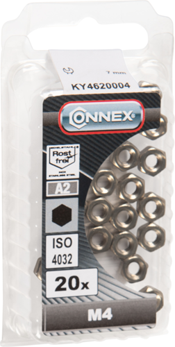 Connex sekskantmøtrik m4 20stk a2 - ky4620004
