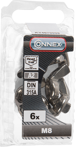 Connex vingemøtrik m8 6stk a2 - ky4670008