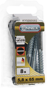 Connex hæfteskrue 5,8x65 slot 8 stk vz - ky5080065