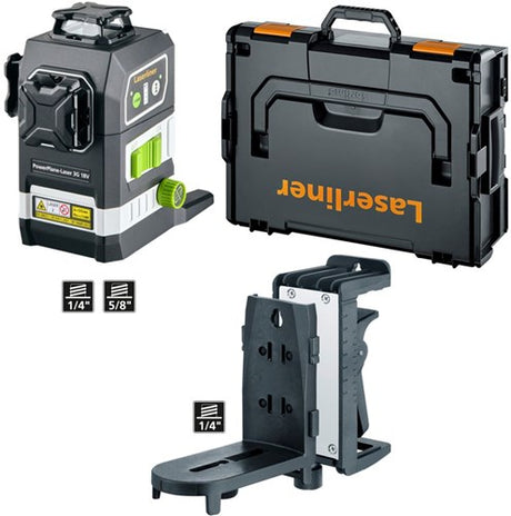 Laserliner powerplane laser 3g multi-18v - leveres med 7-delt strømadapter sæt 036.380.70 - 036.380l
