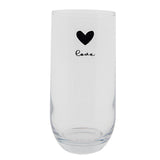 Clayre eef gennemsigtigt long drink glas med sort hjerte og ordet kærlighed ã˜6x14cm 280ml