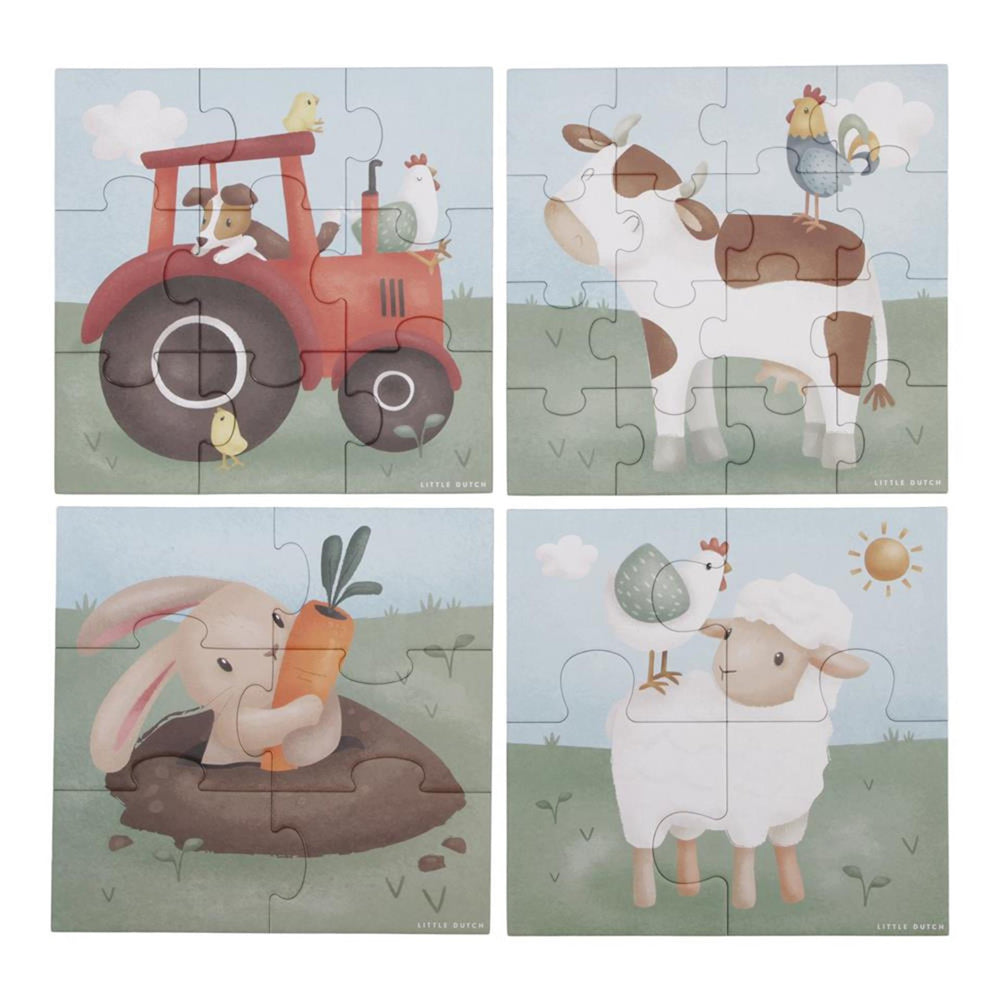 Little Dutch Tiamo Little Farm 4 i 1 puslespil FSC