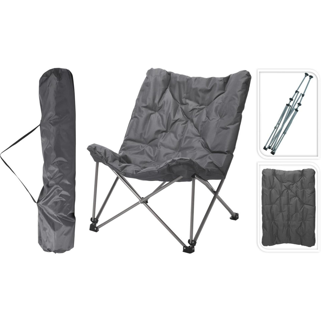 Redcliffs klap campingstol grå 83x74x91cm stål polyester 4,5kg