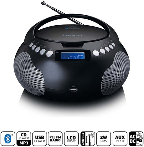 Lenco draagbare radio cd mp3 met usb en bluetooth zwart - scd-331bk