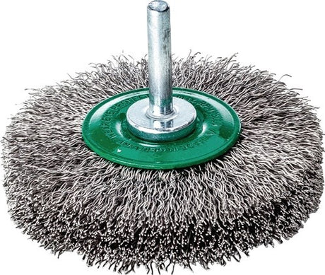Lessmann rund børste | d. 50 mm aksel 6 mm trådtykkelse 0,3 mm | rustfrit stål 11 mm 15.000 rpm | max. hastighed 15000 min-¹ | 1 stk - 415362 415362