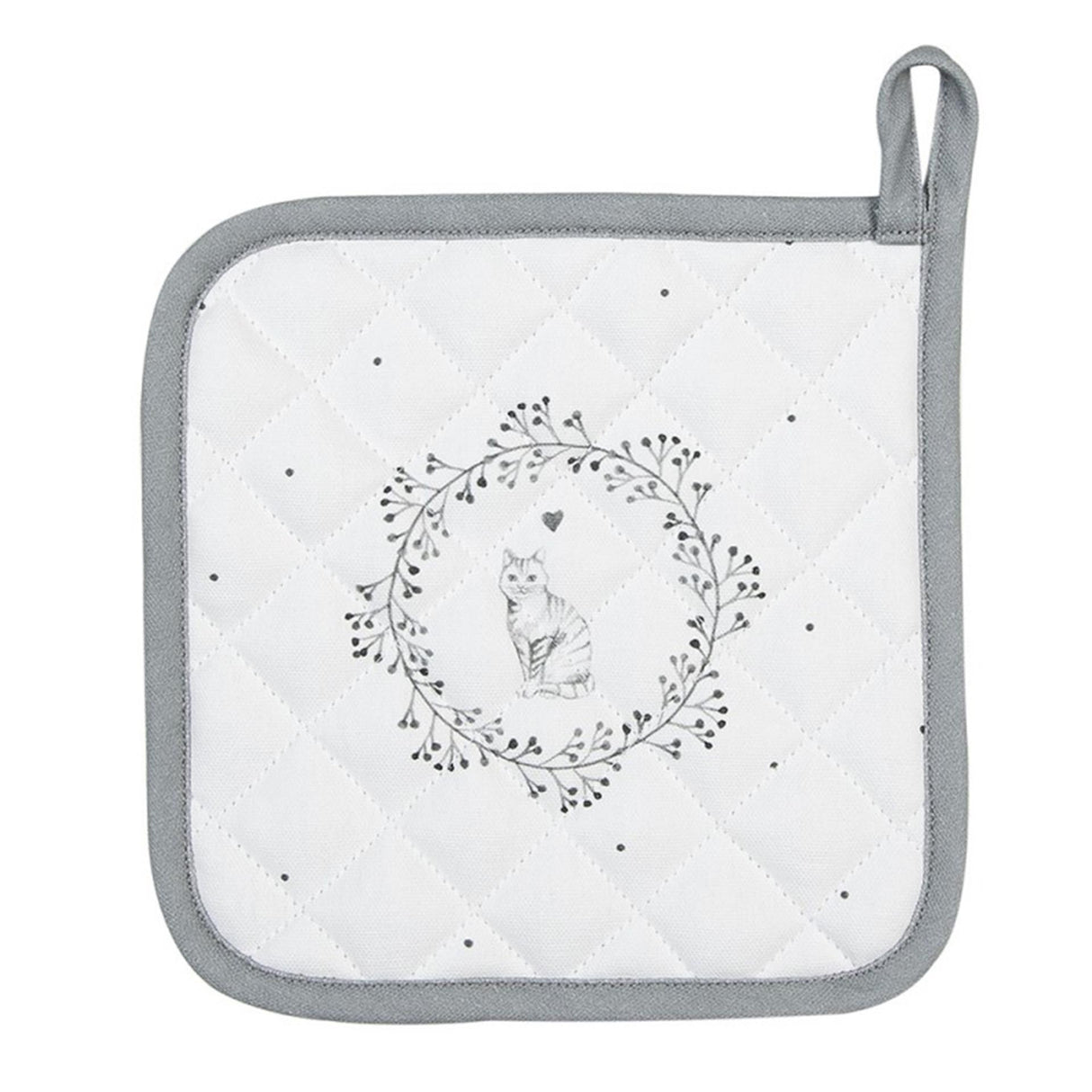Clayre eef grydelapp kat hvid grå 20x20cm