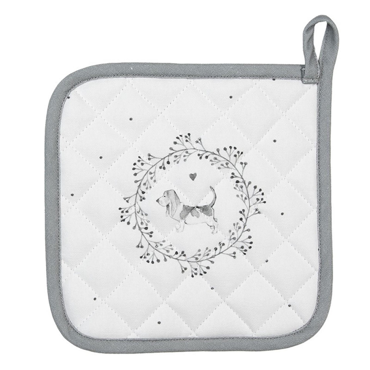 Clayre eef grydelapper hund hvid grå 20x20cm