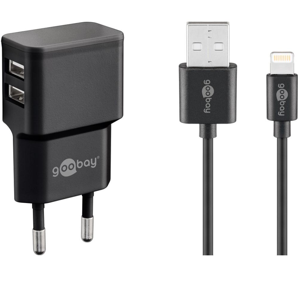 USB-A oplader + lightning kabel