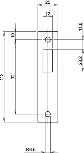 Lips spt2477r sluitplaat voor schuifdeursloten | rechthoekig | rvs. | 112 x 25 mm - 7170389