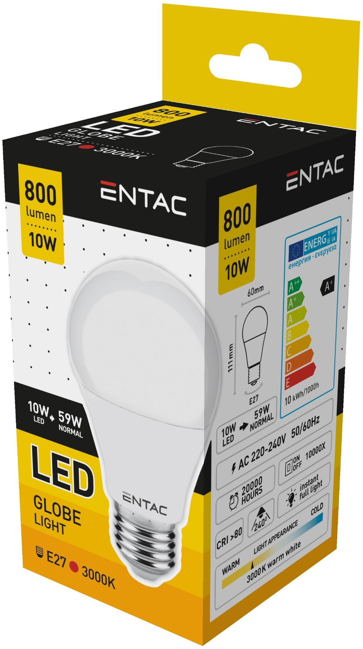 Avide entac led lamper e27 800lm pære