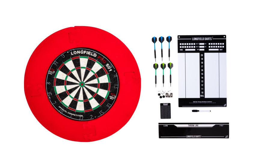 Longfield Darts Tournament Dartboard med tilbehør rød 8-delt