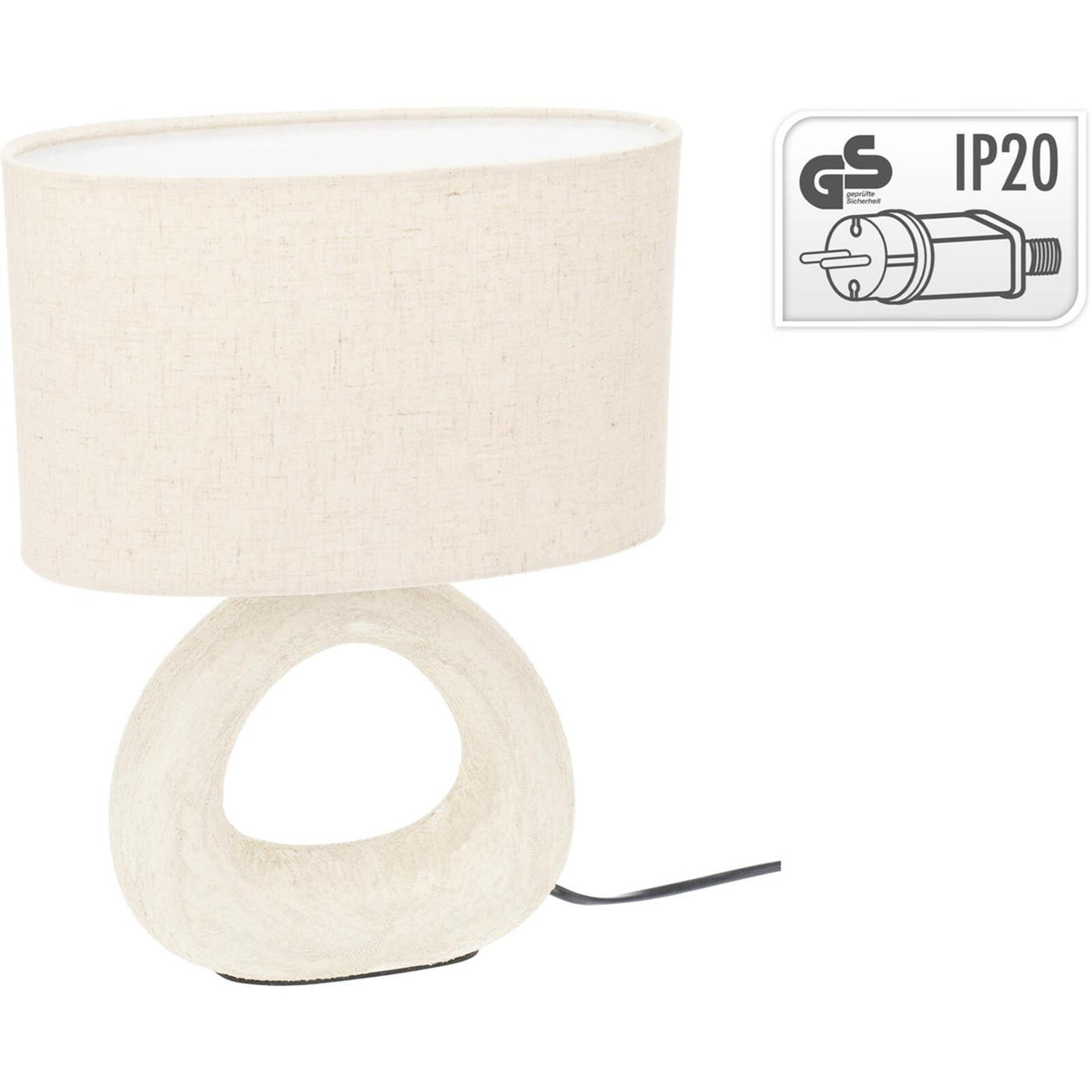 Home styling bordlampe stentøj E14 26x13x34cm hvid