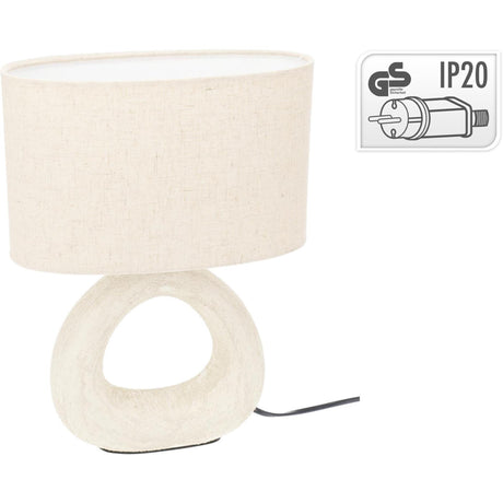 Home styling bordlampe stentøj E14 26x13x34cm hvid