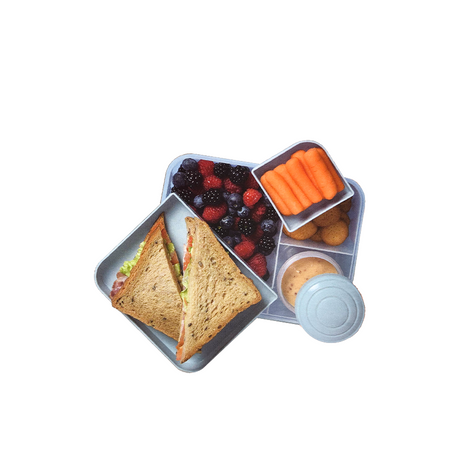 Madkasse med dressing kop og 2 bakker blå