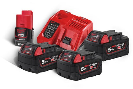 Milwaukee m18 nrg-503 - multioplader m12-18 fc + 3x m18 5,0 ah batteri