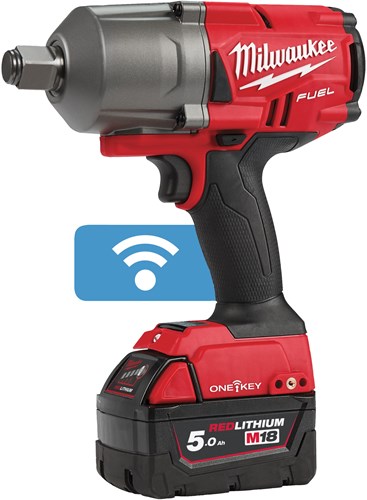 Milwaukee m18 onefhiwf34-502x | fuel one-key accu slagmoersleutel 18v 3 4 1627nm in hd box (2x 5.0ah accu + m12-18 fc lader) - 4933459730