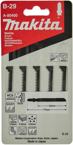 Makita tilbehør stiksavklinge b29 - t101ao | 5 stk - a-80400