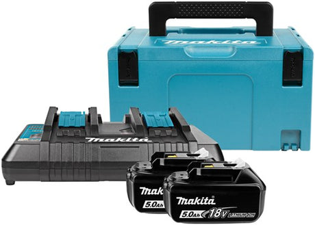 Makita tilbehør 197629-2 startsæt 18v li-ion 2x 5.0ah + duo oplader i mbox - bl1850 - dc18rd