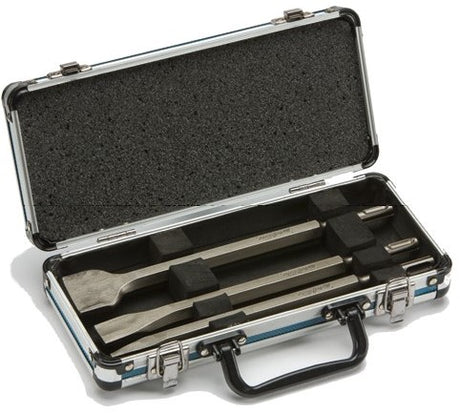 Makita tilbehør 3-delt SDS plus mejselsæt: spids-, flad- og spademejsel i aluminiumskasse D-42357 - D-42357