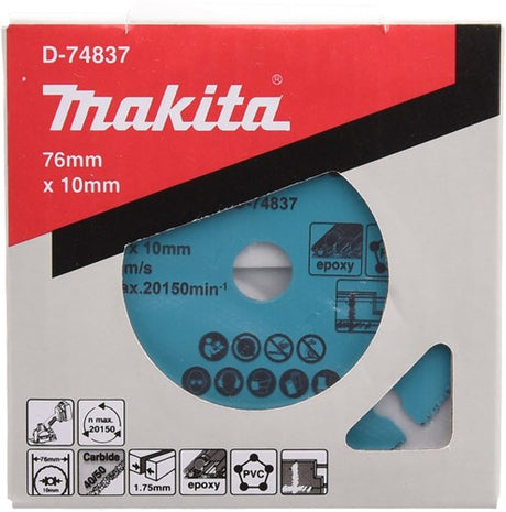 Makita tilbehør 76 mm skæreskive hm tcg 76x10x1,75 mm til dmc300 - d-74837